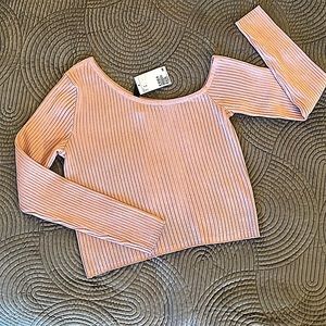 NWT Asymmetrical One Shoulder Ribbed Crop Sweater